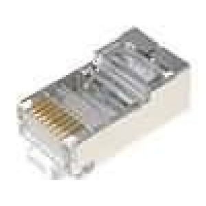 Konektor RJ45 zástrčka 8 PIN stíněný zlacený UL94V-2