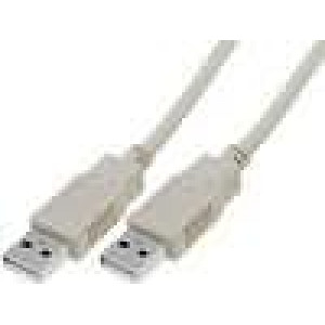 Kabel USB 2.0 USB A vidlice,z obou stran 3m světle šedá