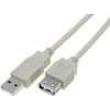 Kabel USB 2.0 USB A zásuvka,USB A vidlice 2m světle šedá