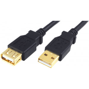 Kabel USB-A zásuvka - USB-A vidlice zlacený 1,8m