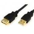 Kabel USB 2.0 USB A zásuvka,USB A vidlice zlacený 3m šedá