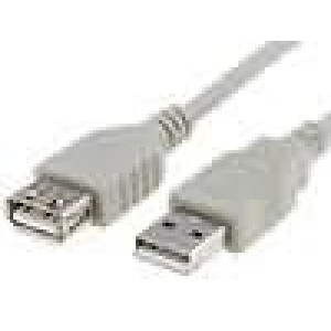 Kabel USB 2.0 USB A zásuvka,USB A vidlice 5m šedá Žíla: Cu