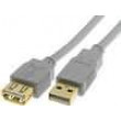 Kabel USB 2.0 USB A zásuvka,USB A vidlice zlacený 5m šedá