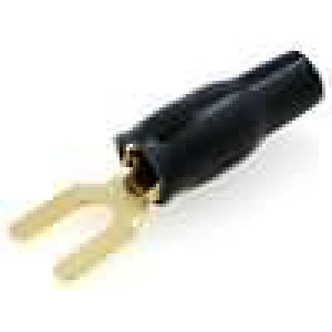 Vidlicová kabel.koncovka - pozlacená 4mm2 - 4,2mm, černá