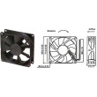 Ventilátor 80x80x25mm 12V/0,15A 2500 ot/min