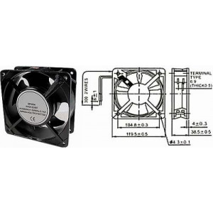 Ventilátor 120x120x38mm 230V/0,14A 2700 ot/min