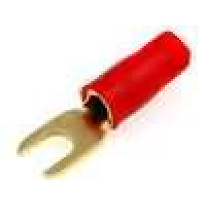 Vidlicová kabel.koncovka,pozlacená 6mm2 > 4,2mm - červená