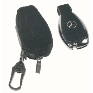 Kožený obal se zipem černý pro klíč Mercedes-Benz, 3-tlačítkový (48MC102)