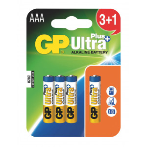 Alkalická baterie GP Ultra Plus LR03 (AAA), 3+1 ks v blistru