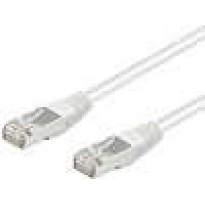 Patch cord F/UTP 5e lanko CCA PVC bílá 15m 26AWG tienený