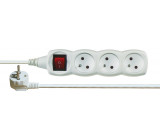 Prodlužovací kabel s vypínačem – 3 zásuvky, 2m, bílý