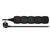 Prodlužovací kabel s vypínačem – 4 zásuvky, 3m, černý