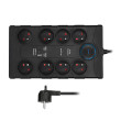 Solight přepěťová ochrana, 8z, USB A+C 3.4A, 2m, černá