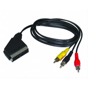 SCART kabel, SCART konektor - 3x CINCH konektor, přepínatelný, 1m, sáček
