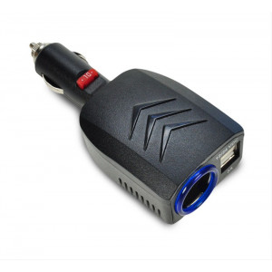 USB nabíjecí autoadaptér 2x USB, 3000mA max., DC 12/24V, černý