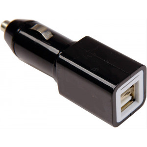 USB nabíjecí autoadaptér, 2x USB, 2400mA max., DC 12-24V, černý