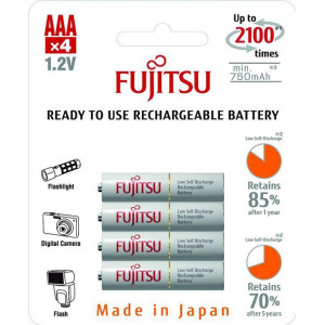 Fujitsu přednabitá baterie White R03/AAA, 2100 nabíjecích cyklů, blistr 4ks