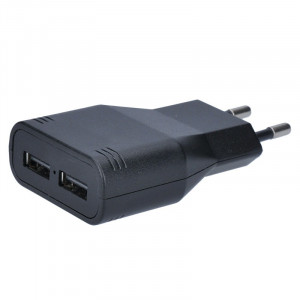  USB nabíjecí adaptér, 2x USB, 3400mA max., AC 230V, černý