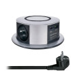 Solight 3z + USB A+C 20W PD, Wireless 10W, výsuvný blok zásuvek, 2m,  stříbrný