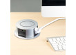 Solight 3z + USB A+C 20W PD, Wireless 10W, výsuvný blok zásuvek, 2m,  stříbrný