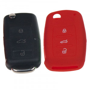Silikonový obal pro klíč Škoda 3-tlačítkový, červený
