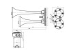 2-tónová fanfára 168/207mm, 12V stálý tón s kompresorem