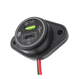 USB QC4.0 + USB-C PD4.0 zásuvka 12/24V, montáž na povrch