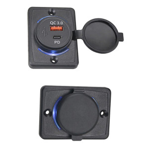 USB QC3.0 + USB-C PD zásuvka 12/24V, montáž na povrch