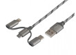 Kabel nabíjecí 120cm micro USB + Lightning + USB-C