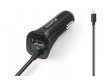Nabíječka do auta microUSB s USB výstupem, 2.4A