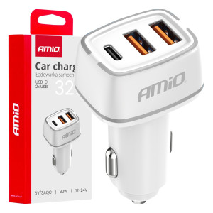 CL nabíječka do auta 2x USB-A + USB-C 32W 12/24V