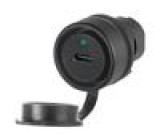 Zásuvka USB 3.0 C/A 22mm 46 -25÷55°C Ø22,3mm na panel černá