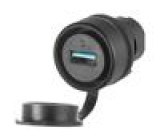 Zásuvka USB 3.0 A/A 22mm 46 -25÷55°C Ø22,3mm na panel černá