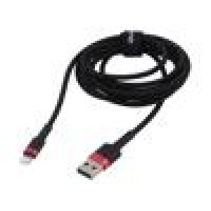 Kabel High Speed,USB 2.0 1m černá textilní 2,4A
