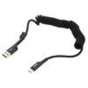 Kabel kroucený,USB 2.0 USB A vidlice,USB C vidlice 1m černá