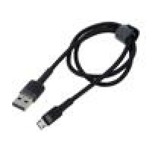 Kabel High Speed,USB 2.0 0,5m černá textilní 2,4A