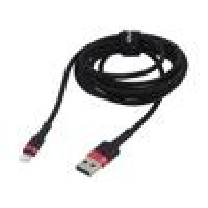 Kabel High Speed,USB 2.0 0,5m černá textilní 2,4A