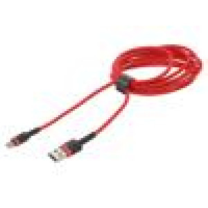 Kabel High Speed,USB 2.0 2m červená textilní 1,5A