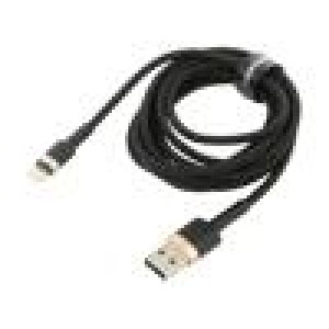 Kabel High Speed,USB 2.0 2m černá textilní 1,5A