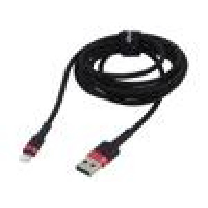 Kabel High Speed,USB 2.0 2m černá textilní 1,5A