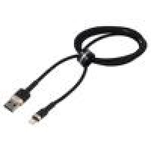 Kabel High Speed,USB 2.0 1m černá textilní 2,4A