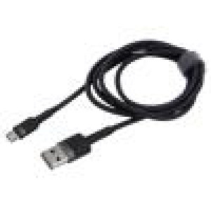 Kabel High Speed,USB 2.0 1m černá textilní 2,4A