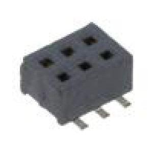 Konektor: kolíkové zásuvka PIN: 6 1,27mm zlacený SMT zásuvka