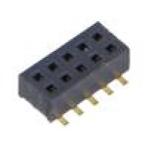 Konektor: kolíkové zásuvka PIN: 10 1,27mm zlacený SMT zásuvka