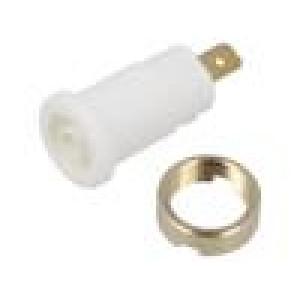 Konektor: banánek 4mm zásuvka 25A 1kVDC bilá zlacený 32mm