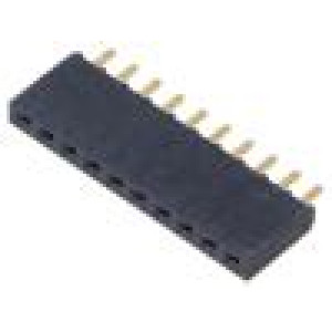Konektor: kolíkové zásuvka PIN: 10 2,54mm zlacený THT zásuvka