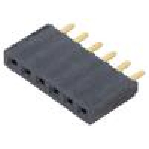 Konektor: kolíkové zásuvka PIN: 6 2,54mm zlacený THT zásuvka