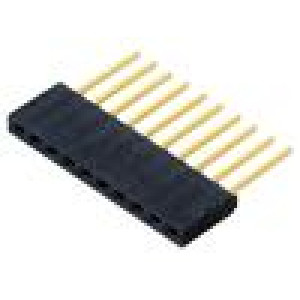 Konektor: kolíkové zásuvka PIN: 10 2,54mm zlacený THT zásuvka