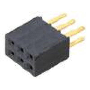Konektor: kolíkové zásuvka PIN: 6 2,54mm zlacený THT zásuvka