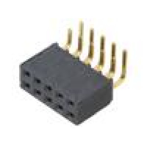 Konektor: kolíkové zásuvka PIN: 10 2,54mm zlacený THT zásuvka